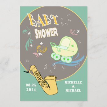 Retro Jazz Couples Baby Shower Invitation by EnchantedBayou at Zazzle