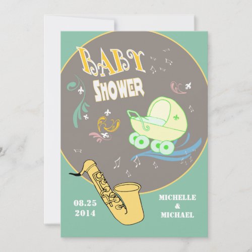 Retro Jazz Couples Baby Shower Invitation