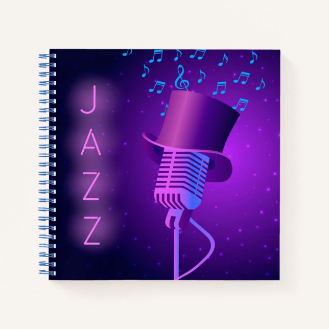 Retro Jazz Mic Square Notebook (Front)