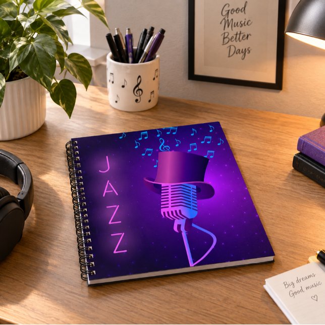 Retro Jazz Mic Square Notebook (Creator Uploaded)