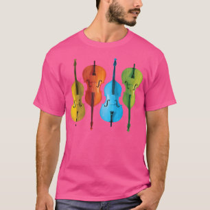 Retro Jazz Music Colorful Double Bass T-Shirt