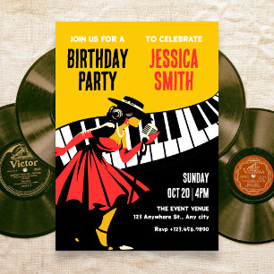 Retro jazz music invitation