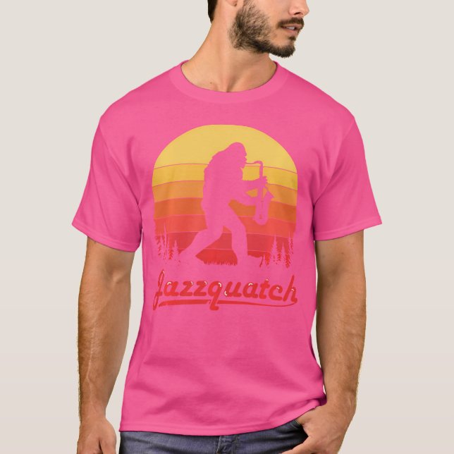 Retro Jazzquatch Sasquatch Jazz Musician Funny Sax T-Shirt (Front)