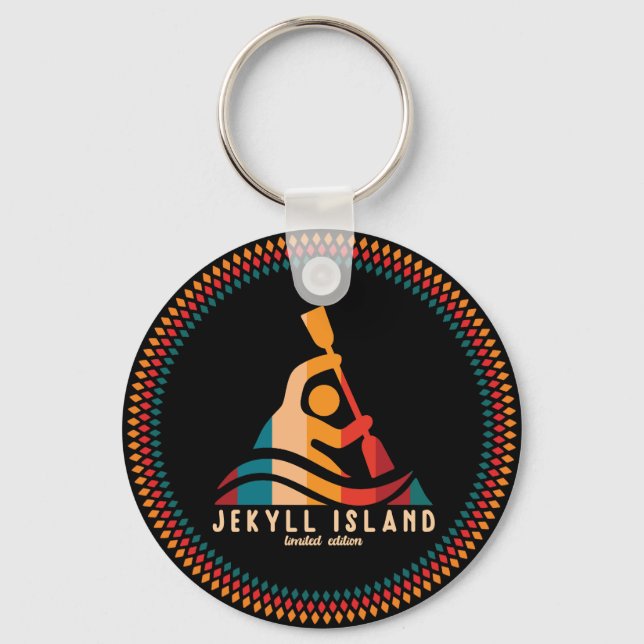 Retro Jekyll Island Kayaking Keychain (Front)
