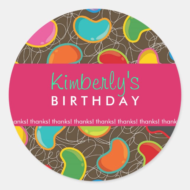 Retro Jellybean Pop Sweet Candy Whimsical Birthday Classic Round Sticker (Front)