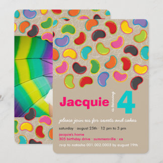 Retro Jellybean Pop Sweet Candy Whimsical Birthday Invitation