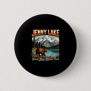 Retro jenny lake grand tetons national park hiking button