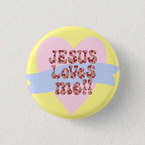 Retro Jesus Loves Me Button