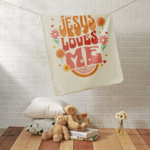 Retro “Jesus Loves Me” Christian Art – Groovy Fait Baby Blanket