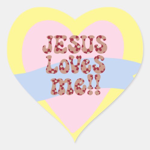 Retro Jesus Loves Me Heart Sticker