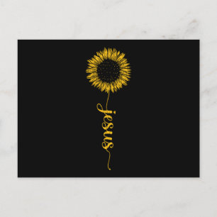 Retro Jesus Sunflower Christian Faith Gift For Her Postcard