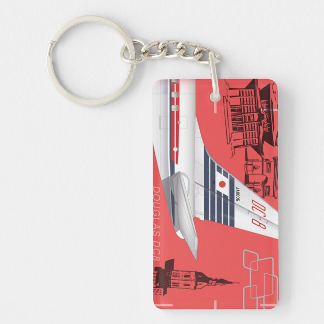 Retro Jet-Age Airliner Destinations Keychain (Front)