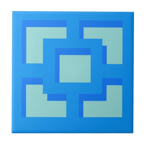 Retro Jet Set Blue Trellis Ceramic Tile