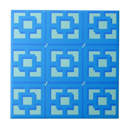 Retro Jet Set Blue Trellis Ceramic Tile