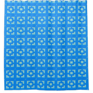 Retro Jet Set Blue Trellis Shower Curtain