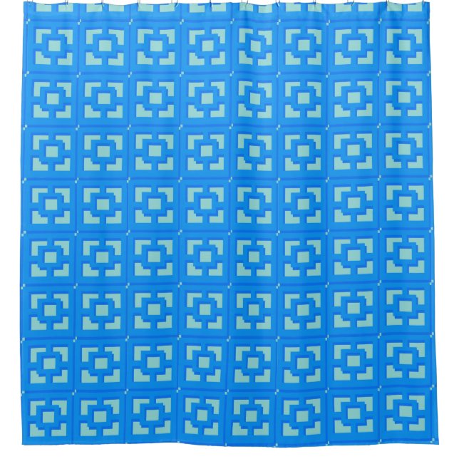 Retro Jet Set Blue Trellis Shower Curtain (Front)