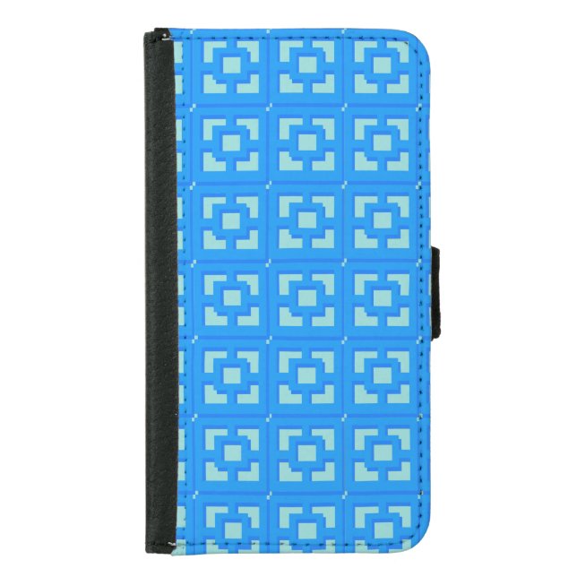 Retro Jet Set Blue Trellis Wallet Case (Front)