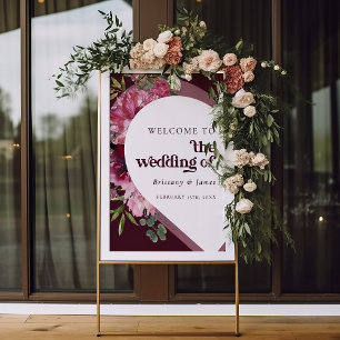 Retro Jewel tone Heart Romantic Wedding Welcome Poster