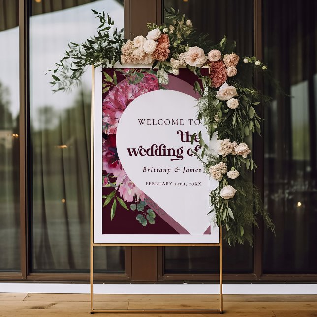 Retro Jewel tone Heart Romantic Wedding Welcome  Poster (Creator Uploaded)