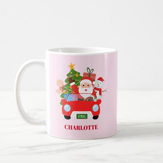 Retro Jingle And Mingle Christmas Santa Red Coffee Mug (Left)