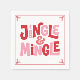 Retro Jingle and Mingle Holiday Party Napkins