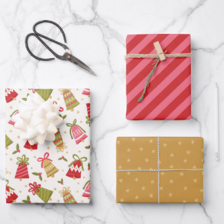 Retro Jingle Bells Christmas Wrapping Paper Set