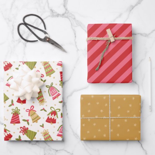 Retro Jingle Bells Christmas Wrapping Paper Set