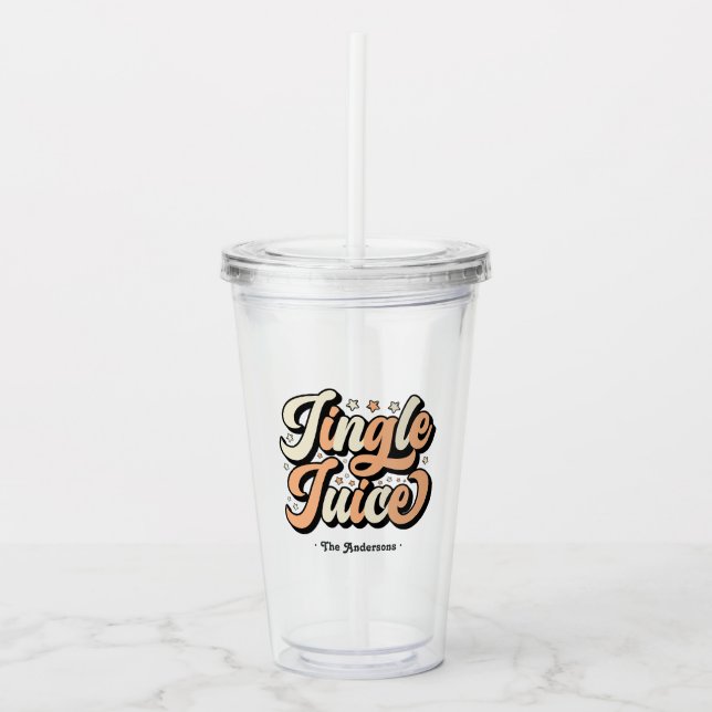 Retro “Jingle Juice” Personalized Christmas Acrylic Tumbler (Front)