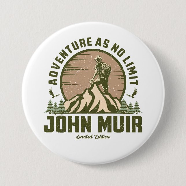 Retro John Muir Hike  Button (Front)