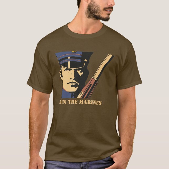 Retro Join the Marines custom dark T-Shirt (Front)