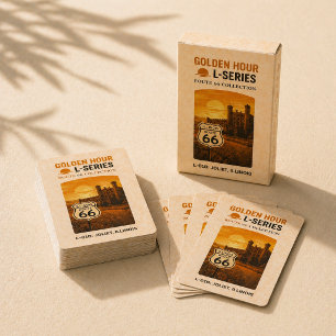 Retro Joliet Illinois Route 66 Landmark Art Poker Cards