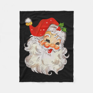 Retro Jolly Santa Claus Face Vintage St. Nick Chri Fleece Blanket