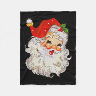 Retro Jolly Santa Claus Face Vintage St. Nick Chri Fleece Blanket