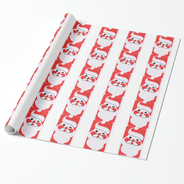 Retro Jolly Santa Claus Wrapping Paper (Unrolled)