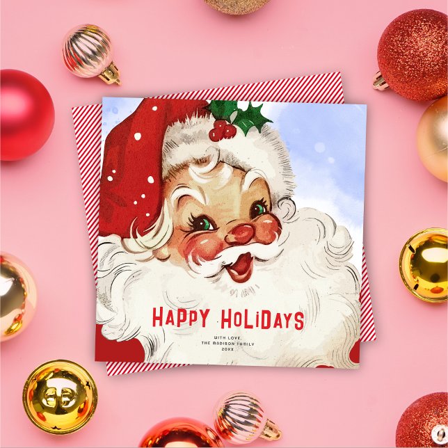 Retro Jolly Santa Non-Photo Christmas Holiday Card (Creator Uploaded)