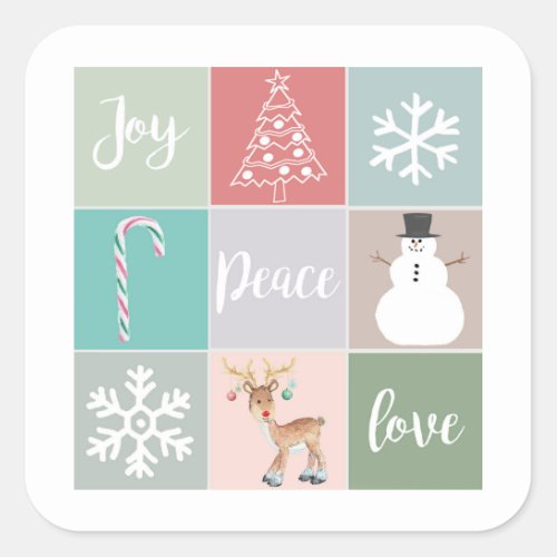 Retro Joy Christmas Illustrations Envelope Seals