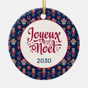 Retro Joyeux Noel Ceramic Ornament