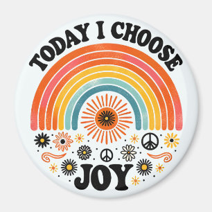 Retro Joyful Rainbow Peace Magnet Choose Joy