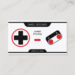 Retro joypad cotroller look white business card