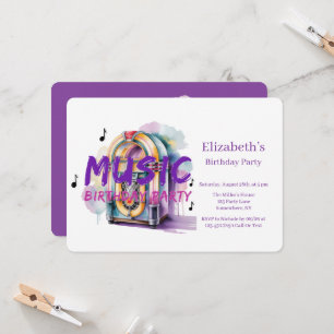 Retro Jukebox Music Birthday Party  Invitation