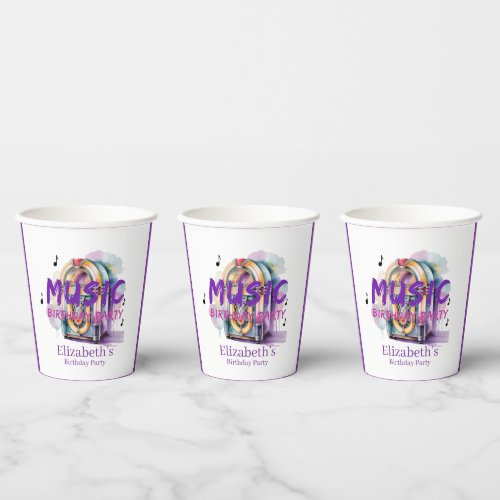 Retro Jukebox Music Birthday Party Thank You Paper Cups
