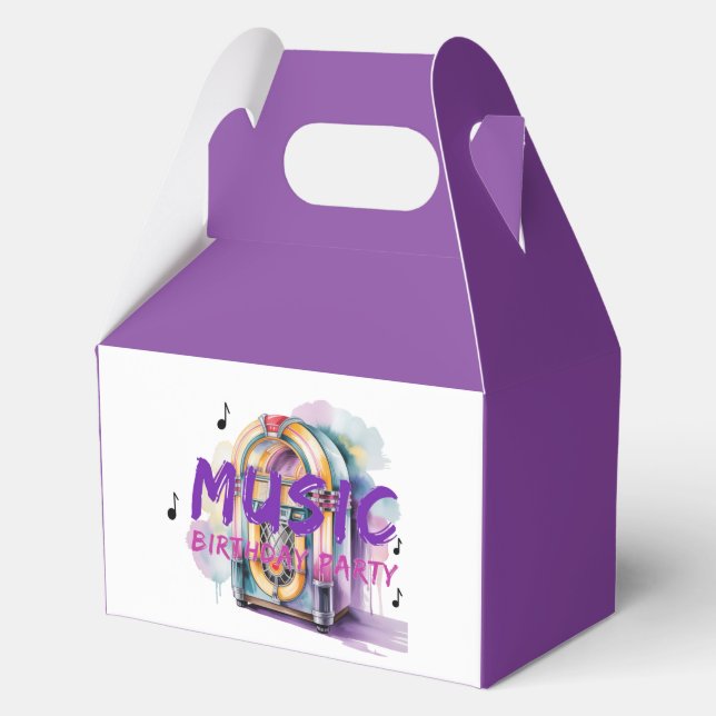 Retro Jukebox Music Birthday Party Welcome  Favor Boxes (Back)