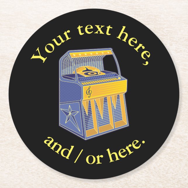 Retro Jukebox Round Paper Coaster (Front)