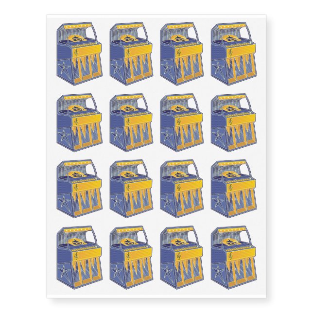 Retro Jukebox Temporary Tattoos (Front)