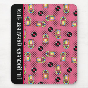 Retro Jukebox Vinyl Records Music Pink Personalize Mouse Pad