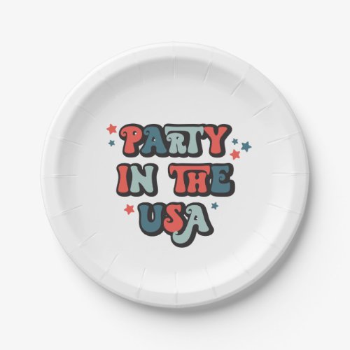 Retro July 4th Birthday Party in the USA Paper Pla Paper Plates