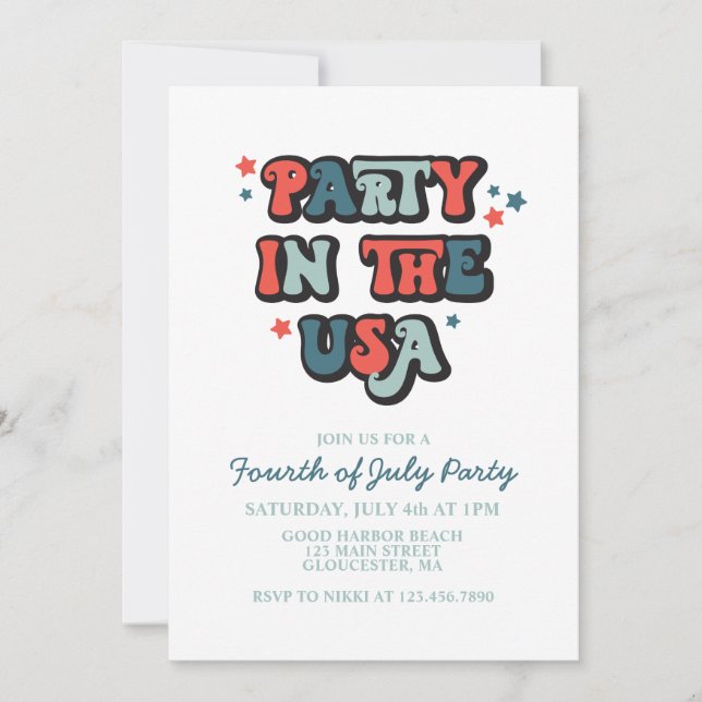 Retro July 4th Party in the USA Invitation (Front)