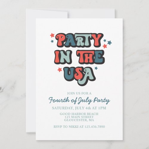 Retro July 4th Party in the USA Invitation