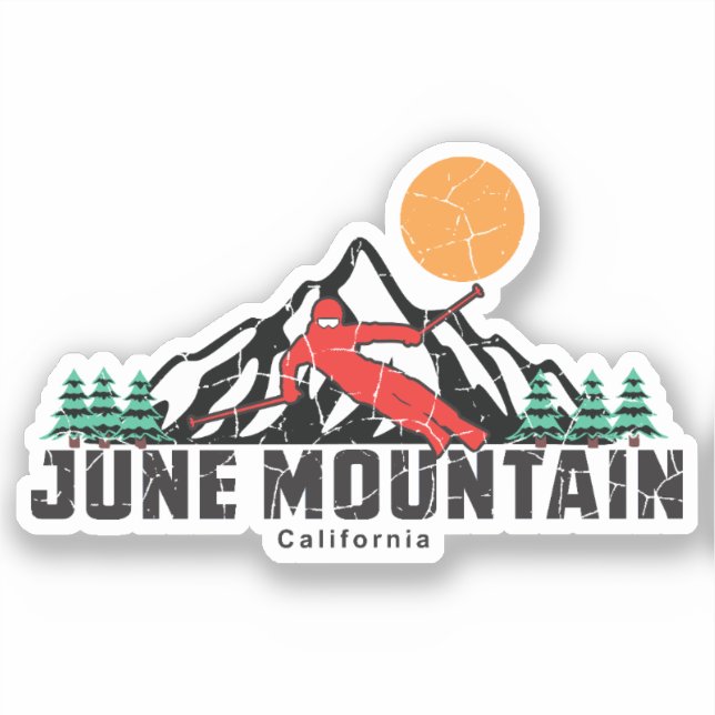 Retro June Mountain Ski Sticker (Front)