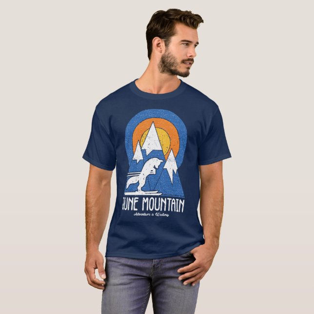 Retro June Mountain Ski White Fox T-Shirt (Front Full)